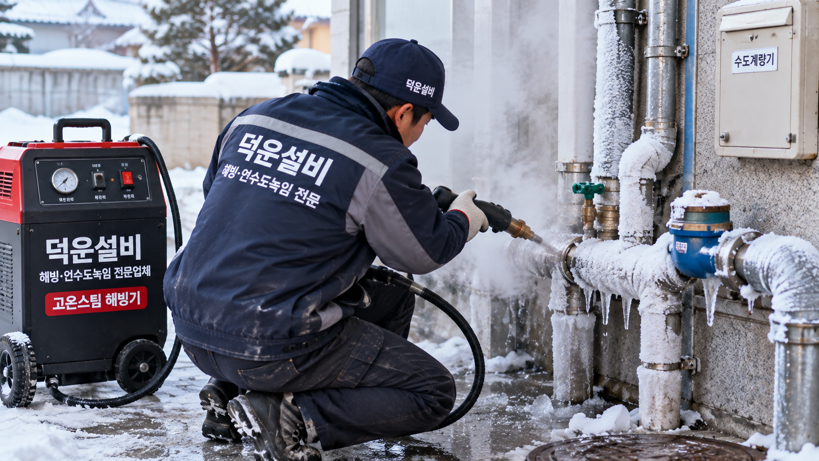 보령 해빙·언수도 녹임 현장 - 동결 수도배관 해빙 작업